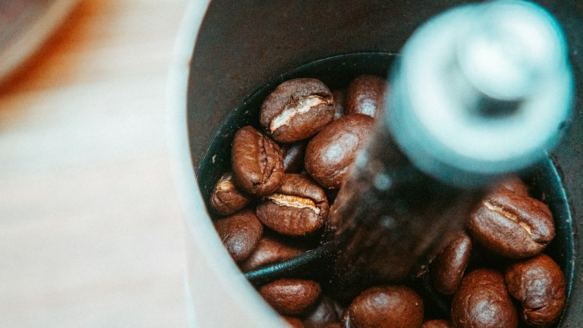 Coffee grinder and coffee beans