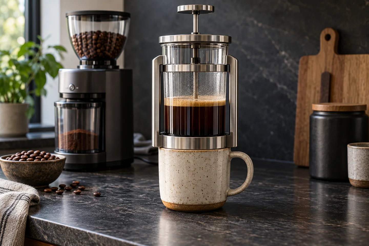 Conceptual AeroPress coffee setting for Baratza’s larger upright cup